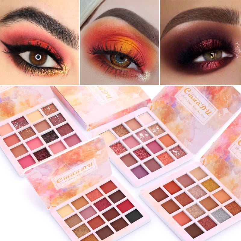 16 Color Eyeshadow Makeup Palette Matte & Shimmer Powder Eye Shadow Kit - Multi Color buy online in Pakistan