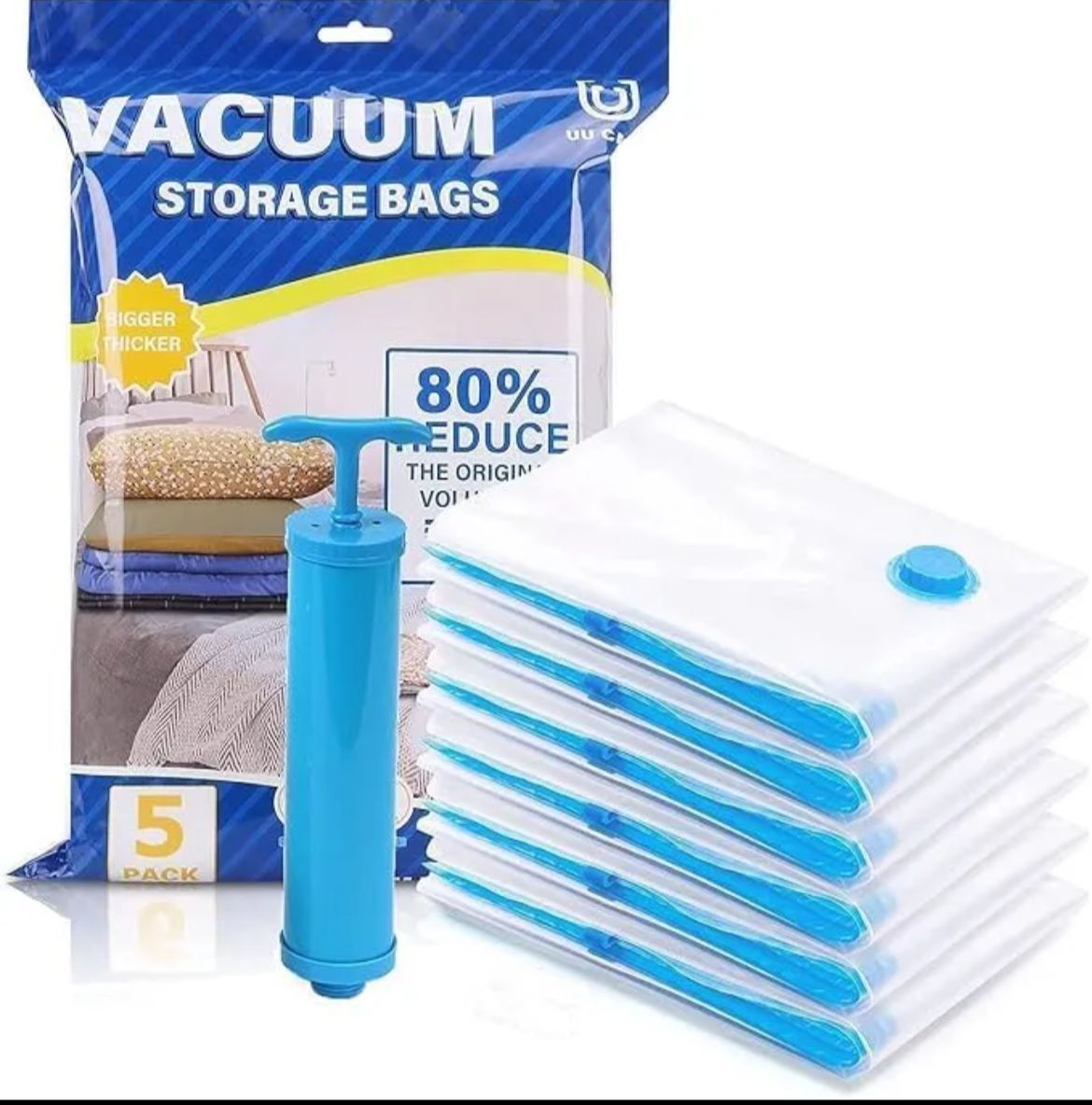 Vacuum Storage Bags Set Of 5 With Hand Pump Space Saver Compression Bags For Clothes Bedding And Travel buy online in Pakistan