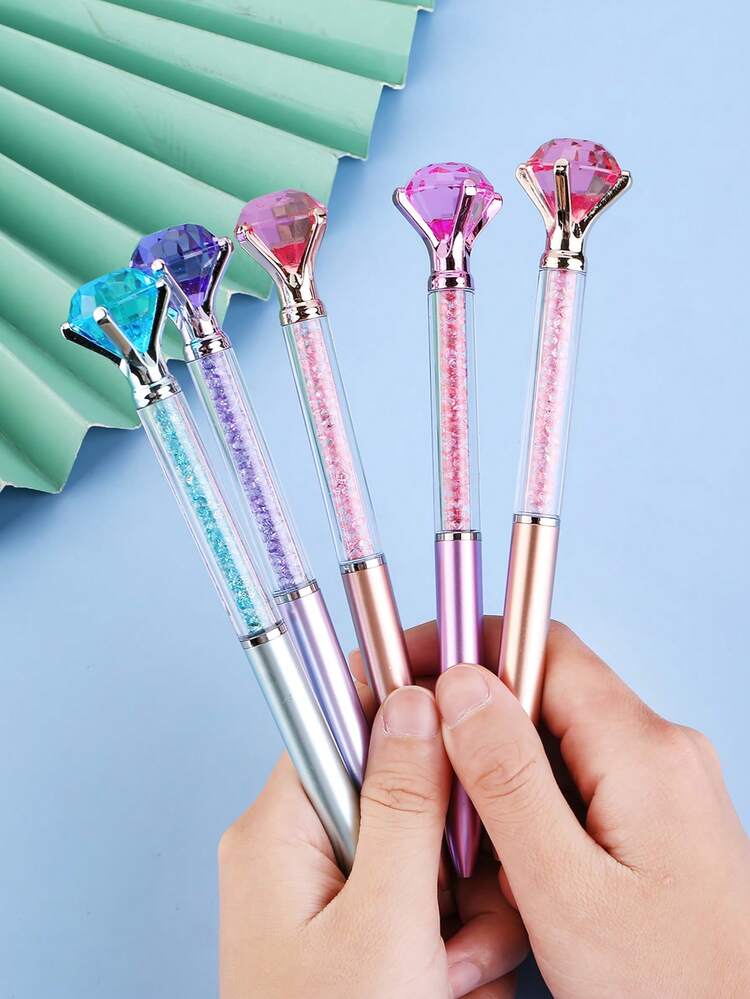 Happy Valentine's Day Crystal Diamond Gel Pen – Luxury Glitter Ballpoint Pen for Gift, School, Office & Stationery (Random Color)