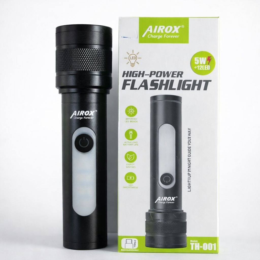 Airox 5 In 1 Rechargeable Flash Light – Type-C Charging | Black buy online in Pakistan