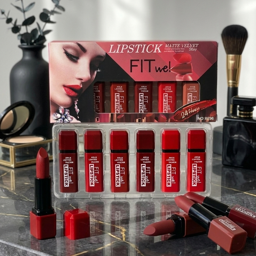 Fitme High Pigmented Velvet Matte Lipstick Set - Long Lasting Smooth Intense Color Lip Makeup Collection - Pack of 6 buy online in Pakistan