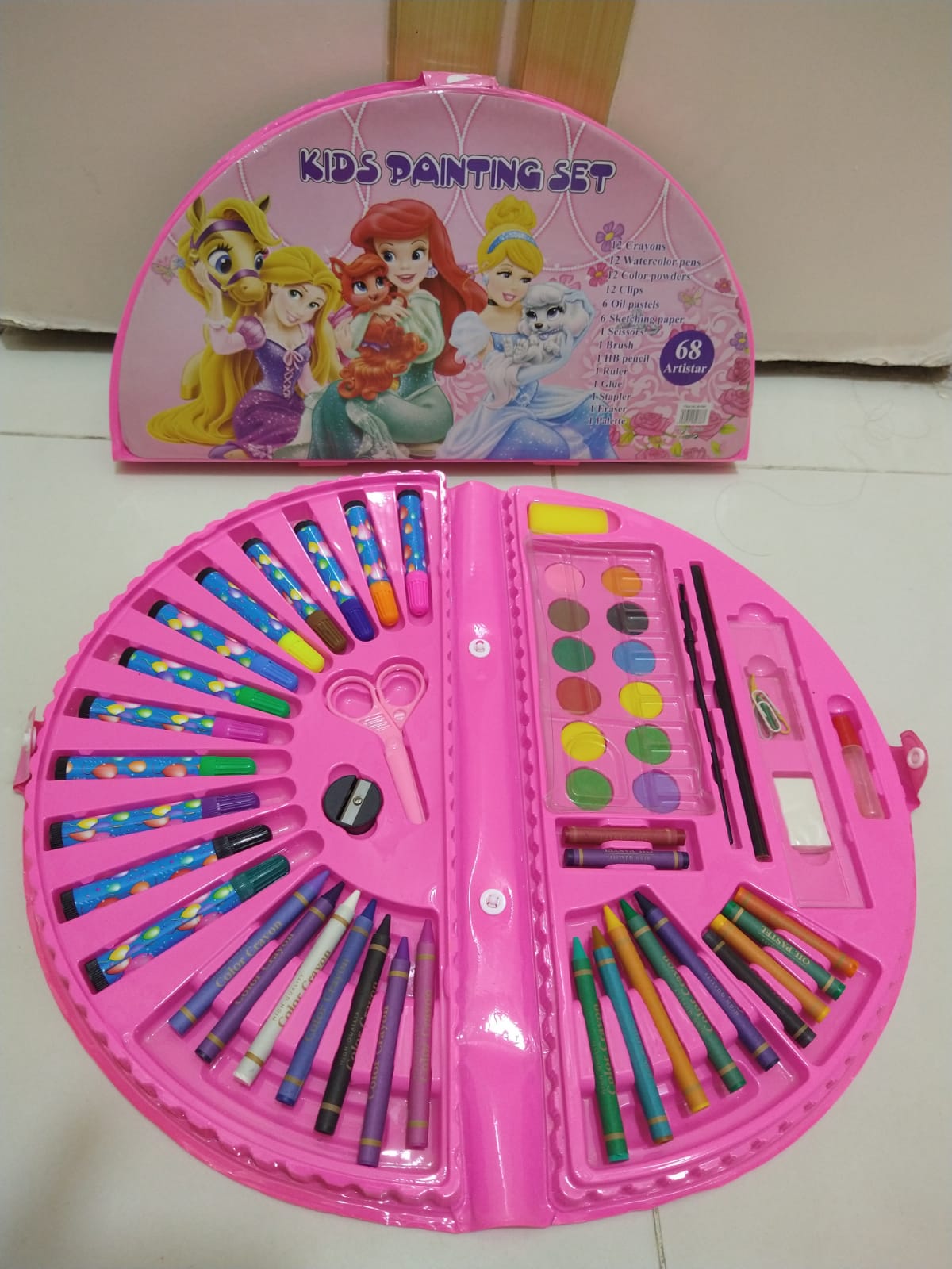 68 Pcs Colour Kit Painting Set Art Set For Kids With Crayons Water Colour Pens Oil Pastels And Art Accessories (Random Characters) thumbnail 4