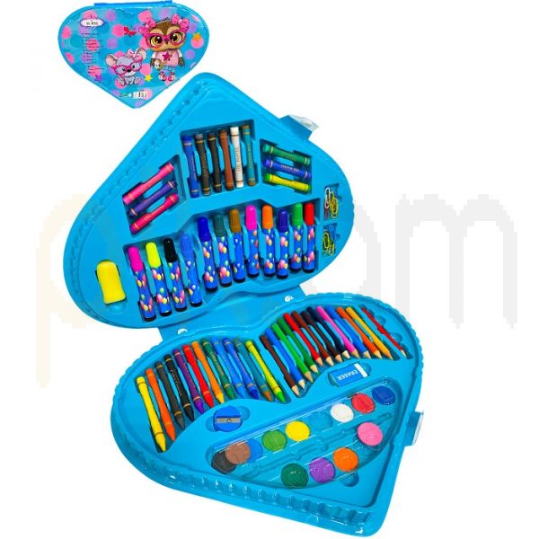 90 Pcs Heart Shape Colour Kit Painting Set For Kids With Colour Pencils Crayons And Art Accessories (Random Characters) thumbnail 5