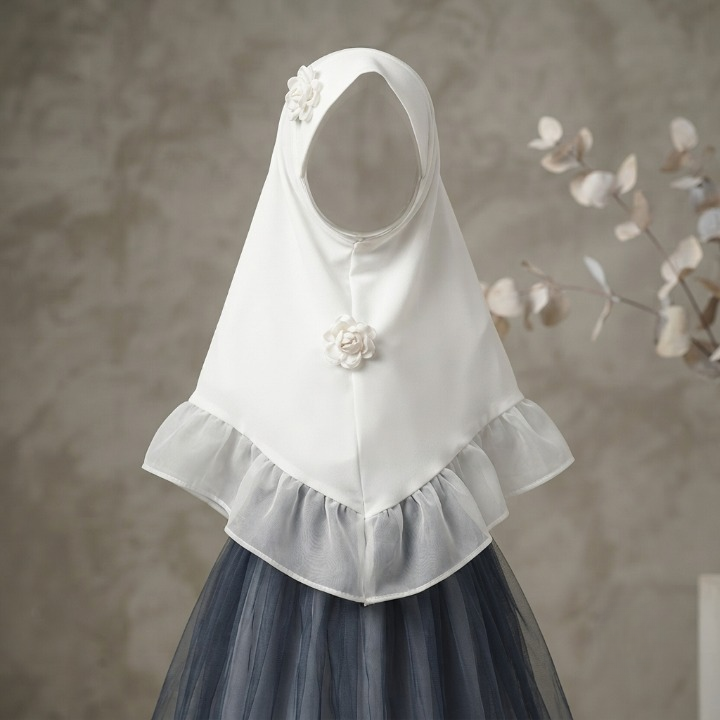 Kids Girls Hijab Korean Chiffon With Handmade Flower