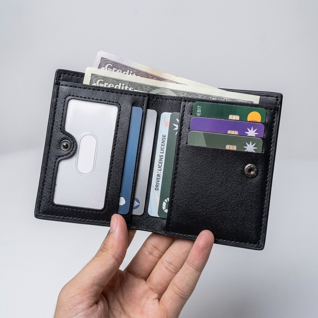 Balebaily Croc Texture Bifold Wallet – Compact Card Holder with ID Window, Cash Pocket & Tuck Lock