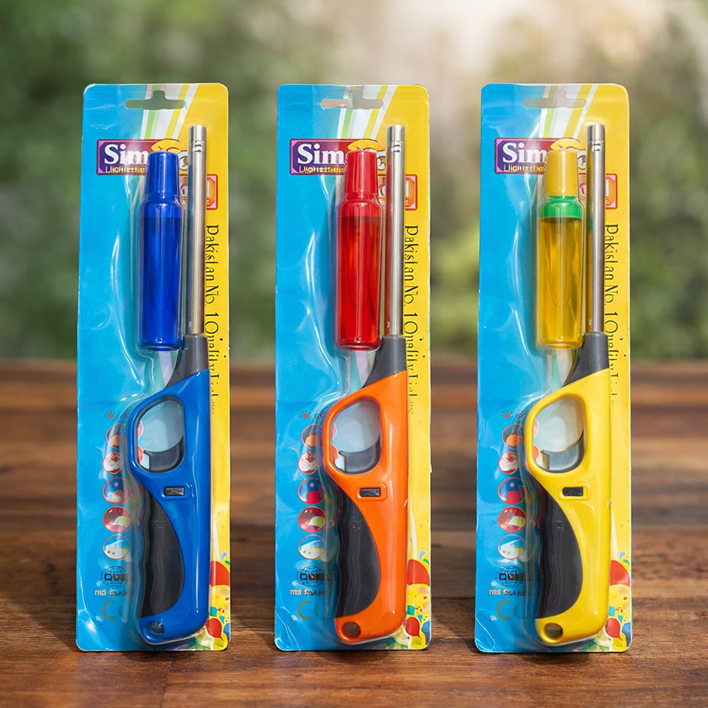 Refillable Gas Kitchen BBQ Candle Lighter with Gas Refill Bottle – Long Nozzle Multipurpose Flame Lighter