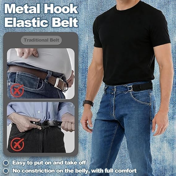 Adjustable Buckleless Elastic Waist Belt With Metal Hooks For Jeans, Dress Pants And Casual Wear — Buy Online at Best Price in Pakistan on FlipcartPK