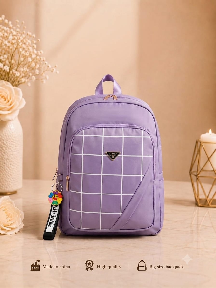 Urban Check Large Capacity Backpack for Women - Buy Online in Pakistan at Zenbu Store (Image 6)