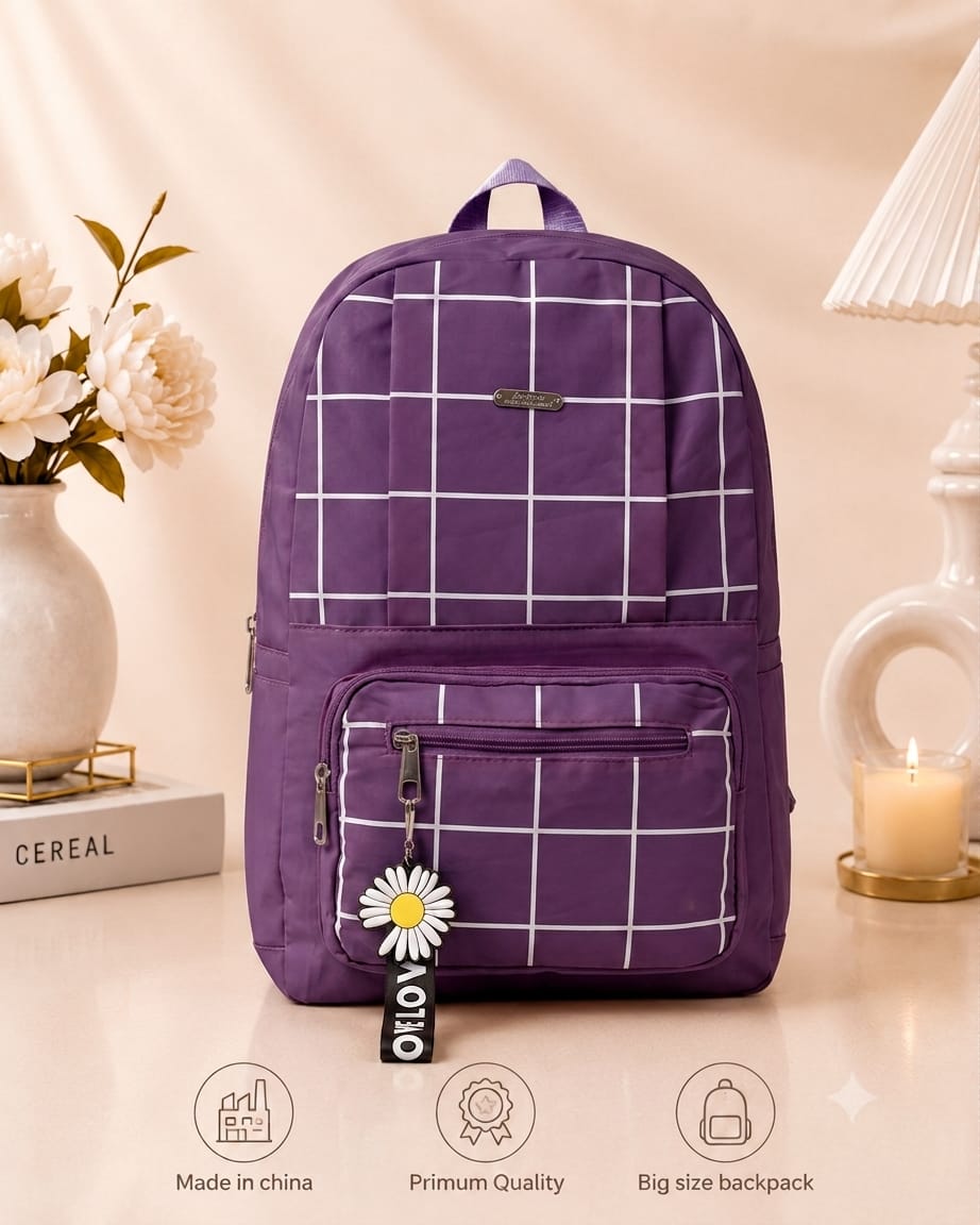 Premium Grid Design Backpack for Students | Lightweight School & College Bag - Buy Online in Pakistan at Zenbu Store (Image 6)