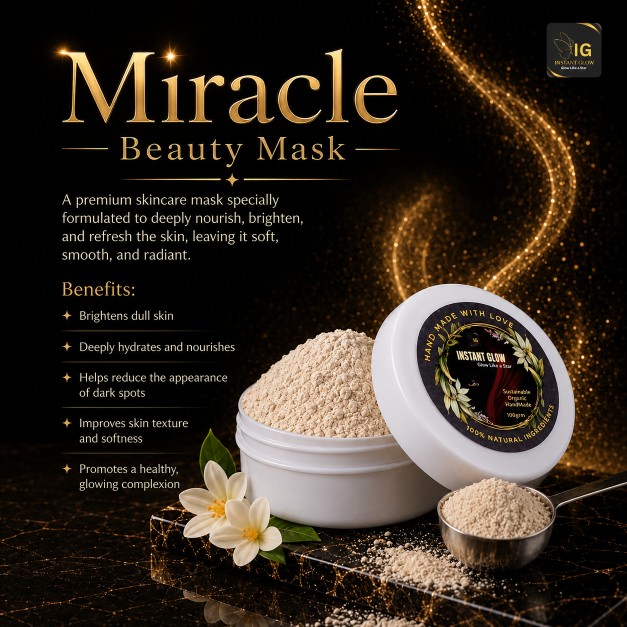 Miracle Beauty Face Mask 50g – Natural Brightening Mask for Glowing Skin, Dark Spots, Even Skin Tone & Smooth Texture