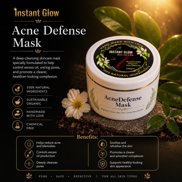 Acne Defense Face Mask 50g – Natural Deep Cleansing Mask for Acne, Oil Control, Blemishes & Clear Skin