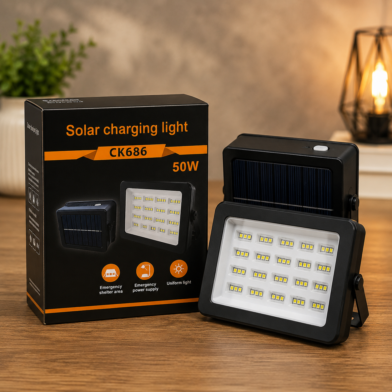 KSE CK686 50W Portable Solar Charging Flood Light - Powerful Rechargeable Outdoor Lighting For Camping, Emergencies, And Work Sites