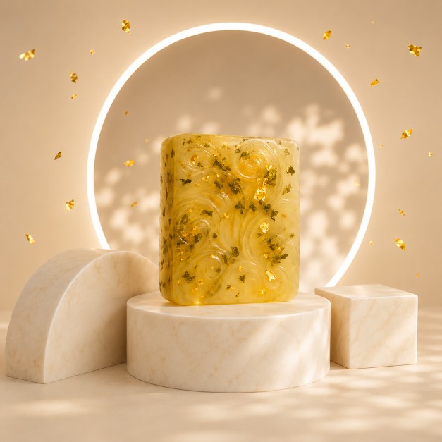 24K Gold Leaf Brightening Soap – Handmade Luxury Soap for Glowing Skin, Dark Spots, Anti-Aging & Skin Brightening