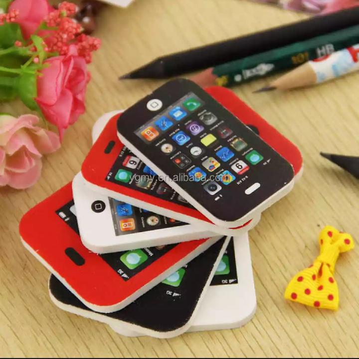 Pack of 6 Mobile Phone Shape Fancy Erasers for Kids – Cute Rubber Erasers for School, Drawing & Stationery (3 Small + 3 Large) - Multi Color thumbnail 3