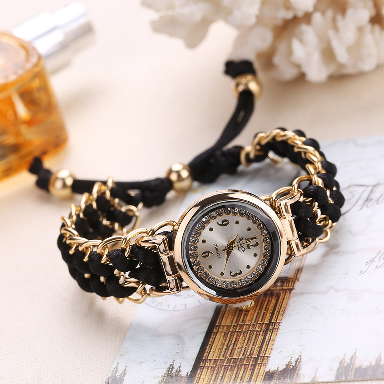 Girls Luxury Stylish Girls Analog Handmade Bracelet Rope Watch - Elegant Timepiece Featuring A Unique Woven Design thumbnail 2