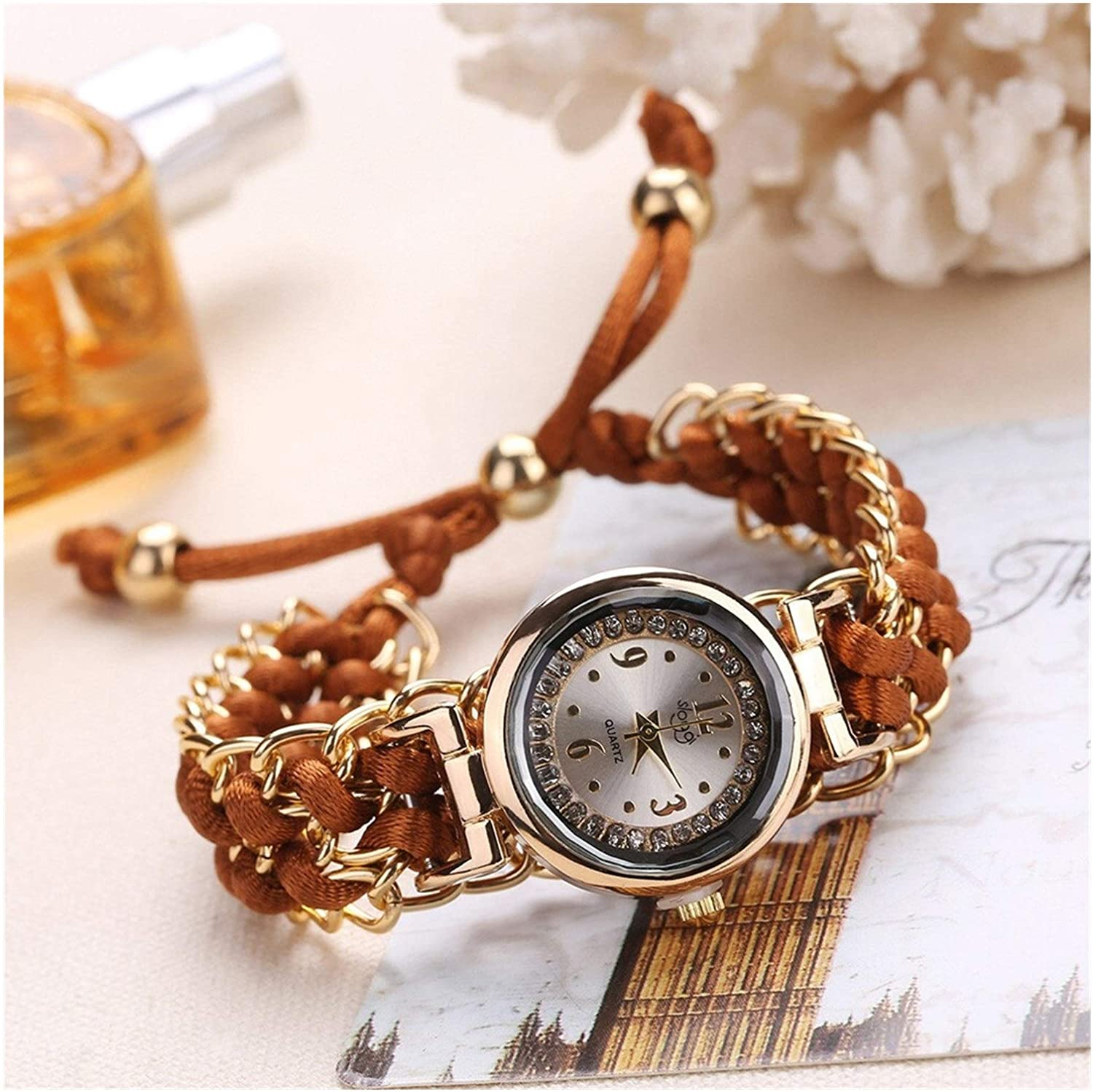 Girls Luxury Stylish Girls Analog Handmade Bracelet Rope Watch - Elegant Timepiece Featuring A Unique Woven Design thumbnail 4