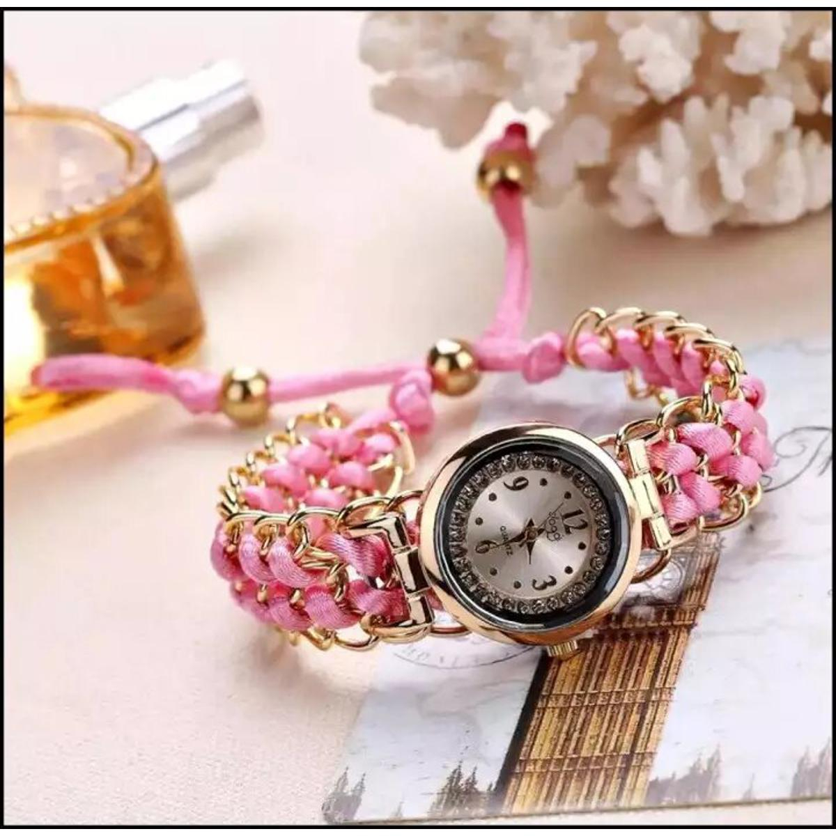 Girls Luxury Stylish Girls Analog Handmade Bracelet Rope Watch - Elegant Timepiece Featuring A Unique Woven Design thumbnail 3