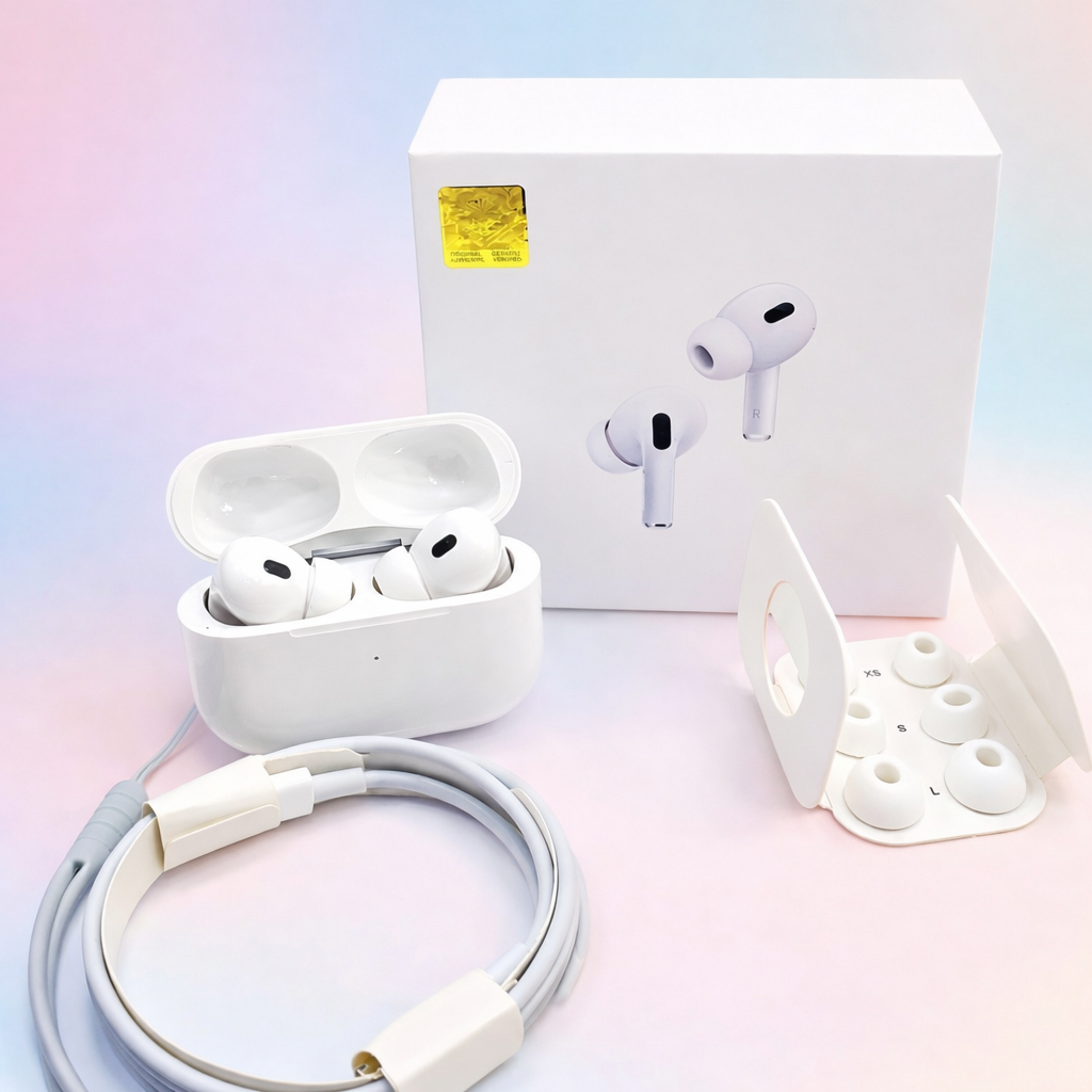 Original White Pro 2 Box Pack Wireless Earbuds with All Accessories – White buy online in Pakistan