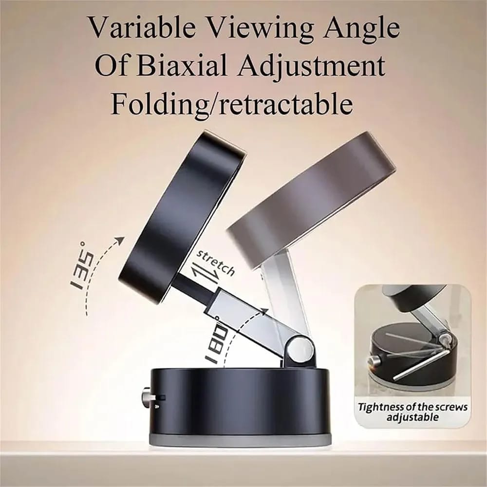 Double-Sided Vacuum Magnetic Phone Holder – Adjustable Foldable Rotating Suction Mount (Black) buy online in Pakistan