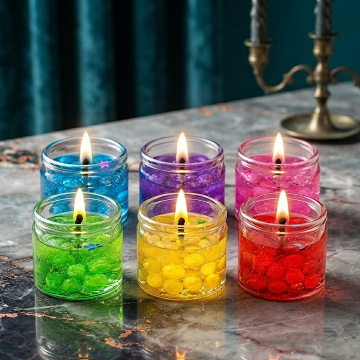 Pack of 6 - Home Decoration Seashell Jell Glass Candles Tea Light Candles In Glass Holder - Decorative Candle Designed For Home Ambiance (Multi Color) buy online in Pakistan