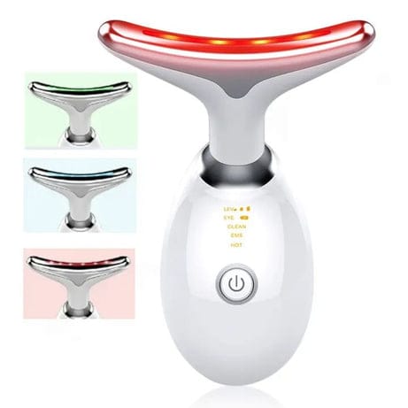 Rechargeable Neck & Face Massager with EMS Microcurrent – 3 Color Light Therapy, Hot Compress & Vibration Facial Skin Care Device (Type-C Charging) view 2