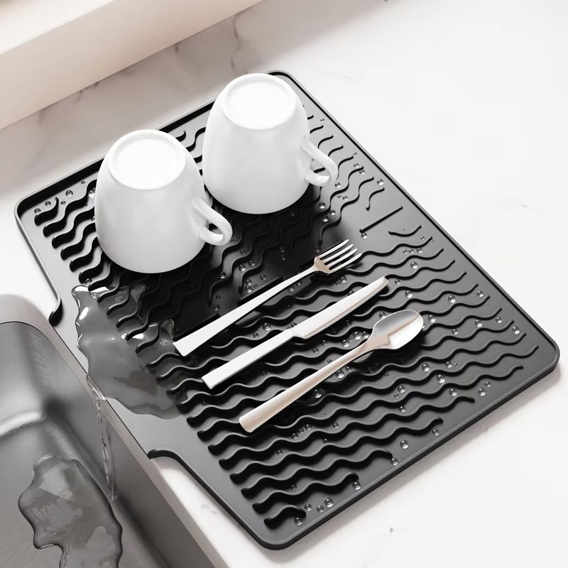 Premium Silicone Sink Drying Mat With Drain Spout - Kitchen Accessory Designed For Dish Drying And Water Drainage Maintenance Routine buy online in Pakistan