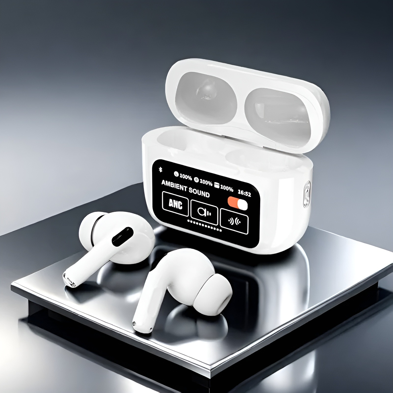 A9 Pro ANC Wireless Earbuds With Smart Touchscreen Charging Case For Noise Reduction And Ambient Sound Control view 3