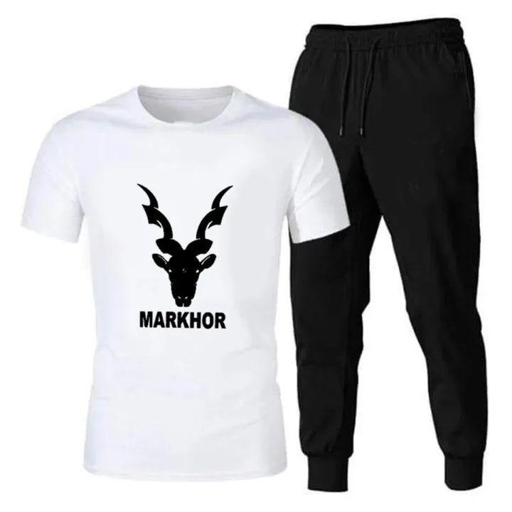 Premium Micro Men’s Tracksuit Markhor Print Comfortable Sportswear For Gym Workout Training And Daily Wear