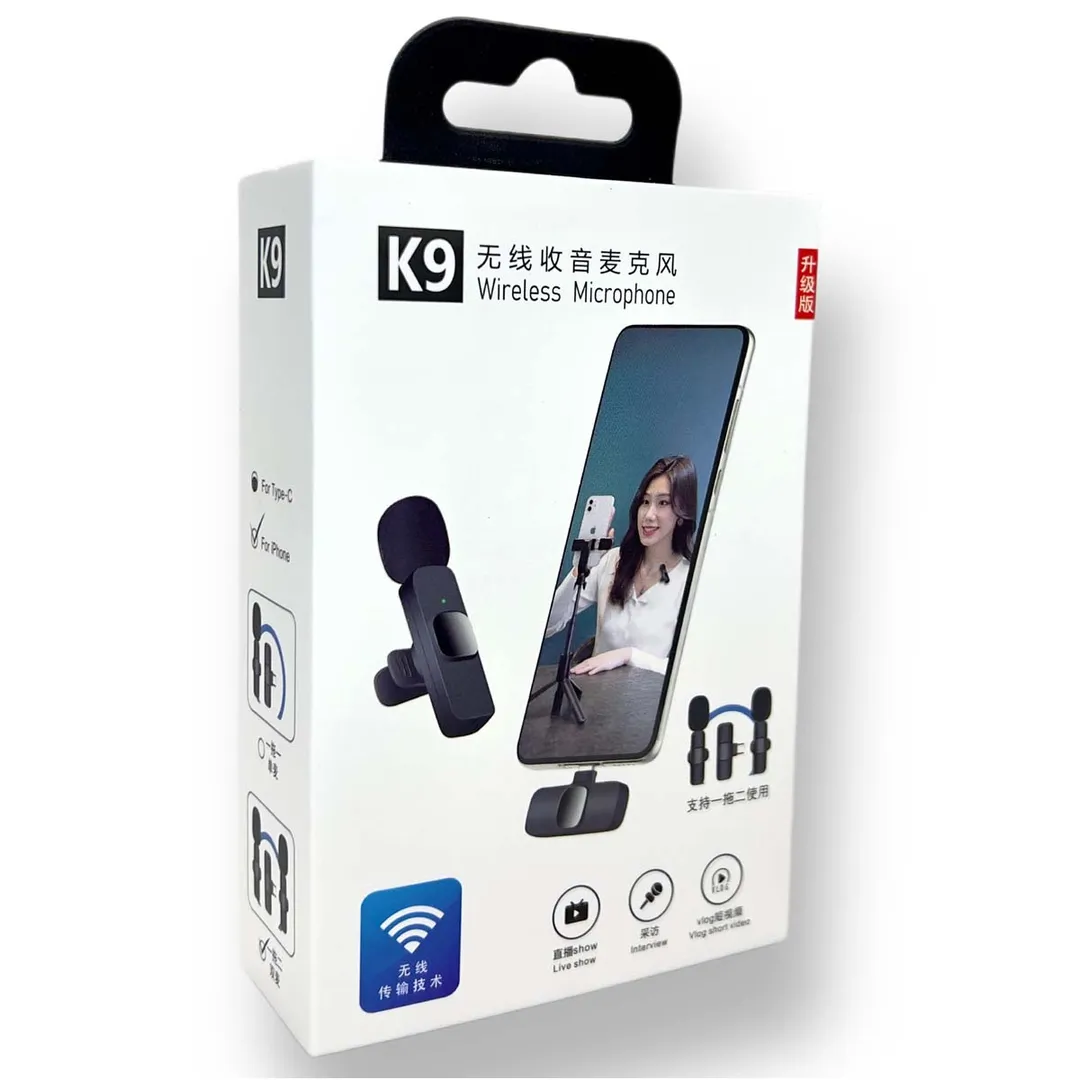 K9 Dual Wireless Microphone ORIGINAL Plug & Play FOR Type-C & IOS buy online in Pakistan