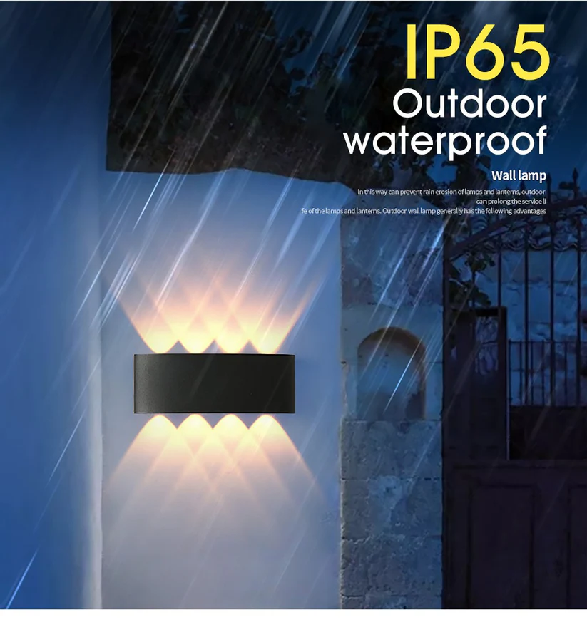 Outdoor Waterproof Up Down 3+3 LED Wall Light With Black Aluminum Body, Warm White 3000K, IP65 Waterproof Design And 6W LED Chip view 3