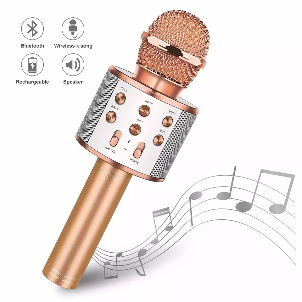 WS-858 Wireless Bluetooth Karaoke Microphone With Integrated Speaker Rechargeable Battery | Random Color view 3