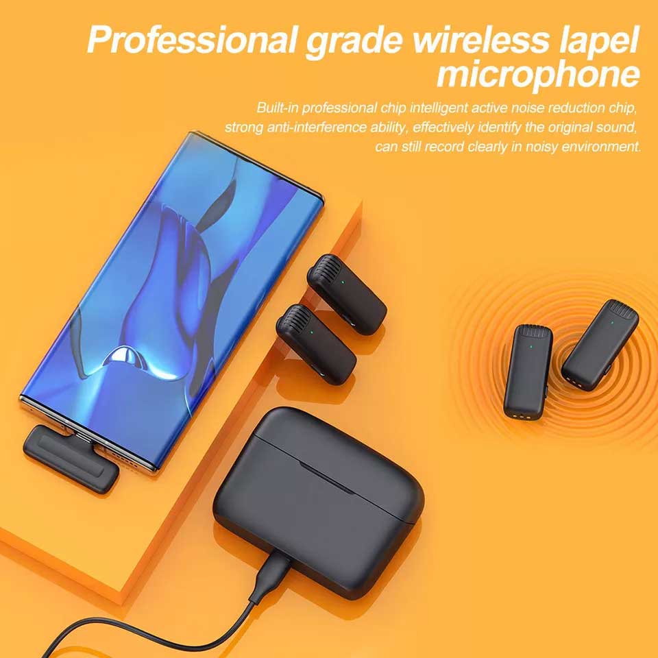 J13 Type C Dual Wireless Lavalier Microphone With Charging Case Video Recording Mic - Electronic Accessory For Audio Recording Routine view 4
