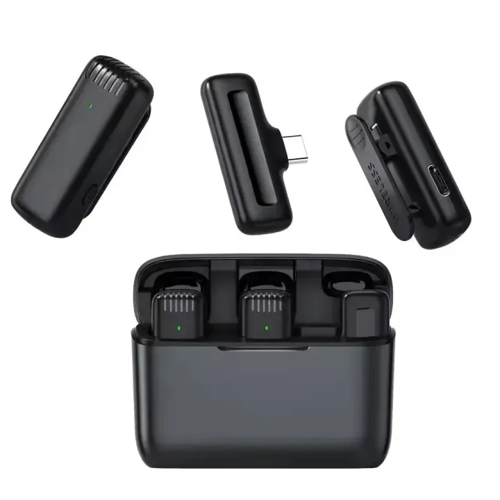 J13 Type C Dual Wireless Lavalier Microphone With Charging Case Video Recording Mic - Electronic Accessory For Audio Recording Routine view 2