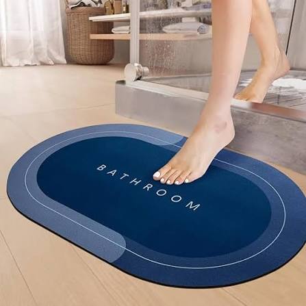 Washroom Mat Non-Slip 2.5mm | Oval Shape Bathroom Mat Waterproof | Washroom Mat For Home & Office Use mat size 39x59 cm