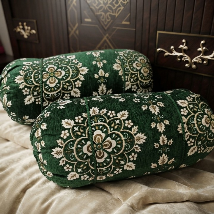Luxury 2 Piece Soft Velvet Jacquard Gol Pillow Cover Set 36 x 17 Easy Washable Floral Design view 2