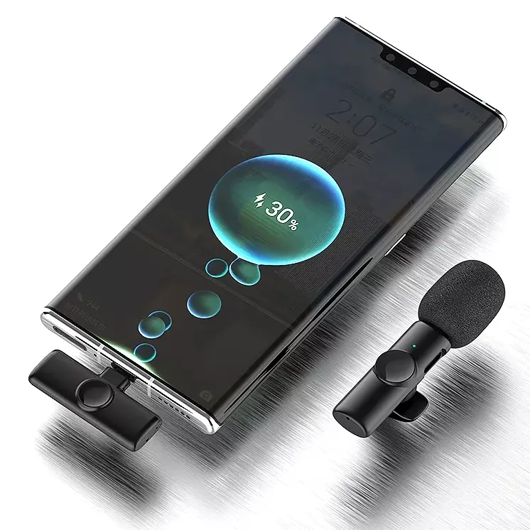 K11 2-In-1 Dual Wireless Collar Microphone Type-C And Lightning Omnidirectional Lavalier Mic - Electronic Accessory Designed For Audio Recording And Daily Streaming Routine view 3