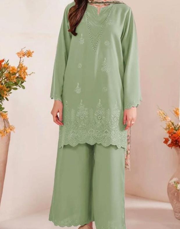 Sapphire Airjet Lawn 3 Piece Embroidered Suit With Printed Diamond Dupatta Premium Unstitched Dress Collection - Buy Online in Pakistan at Zenbu Store (Image 9)