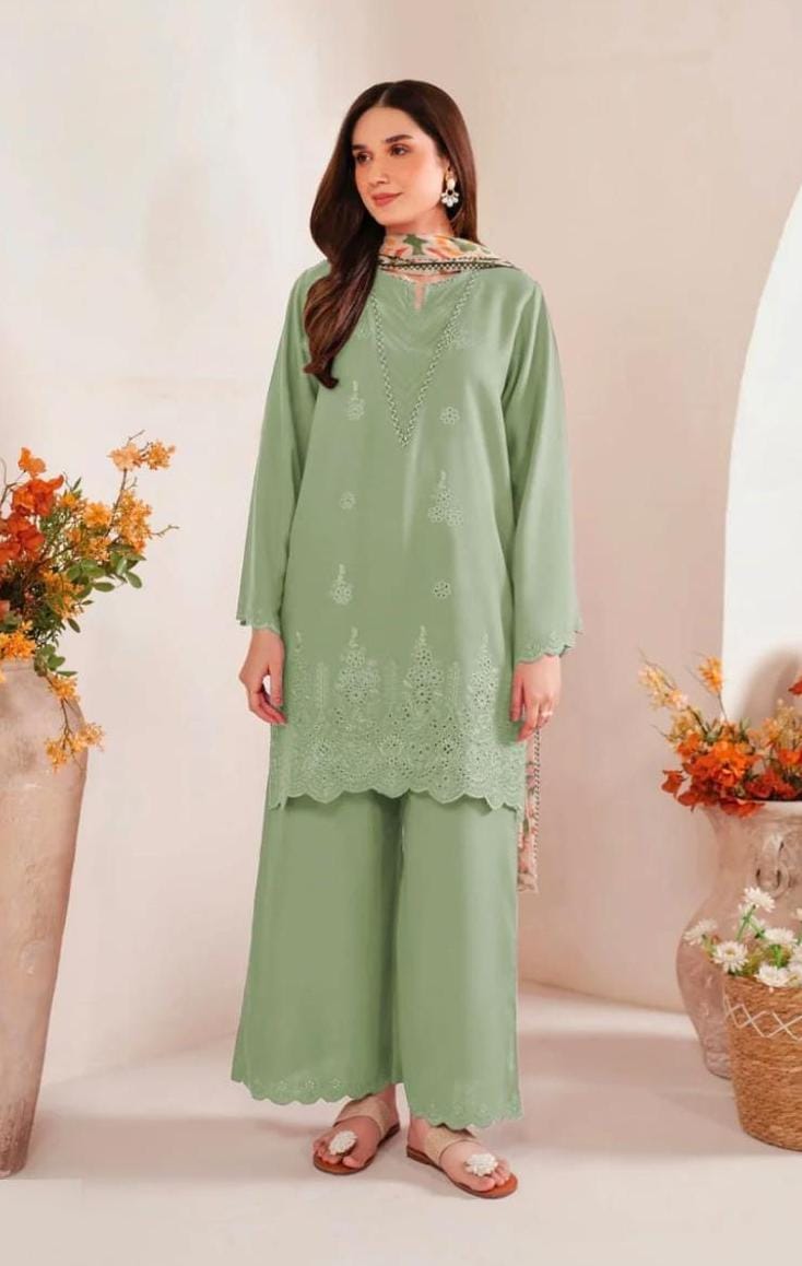 Sapphire Airjet Lawn 3 Piece Embroidered Suit With Printed Diamond Dupatta Premium Unstitched Dress Collection - Buy Online in Pakistan at Zenbu Store (Image 8)