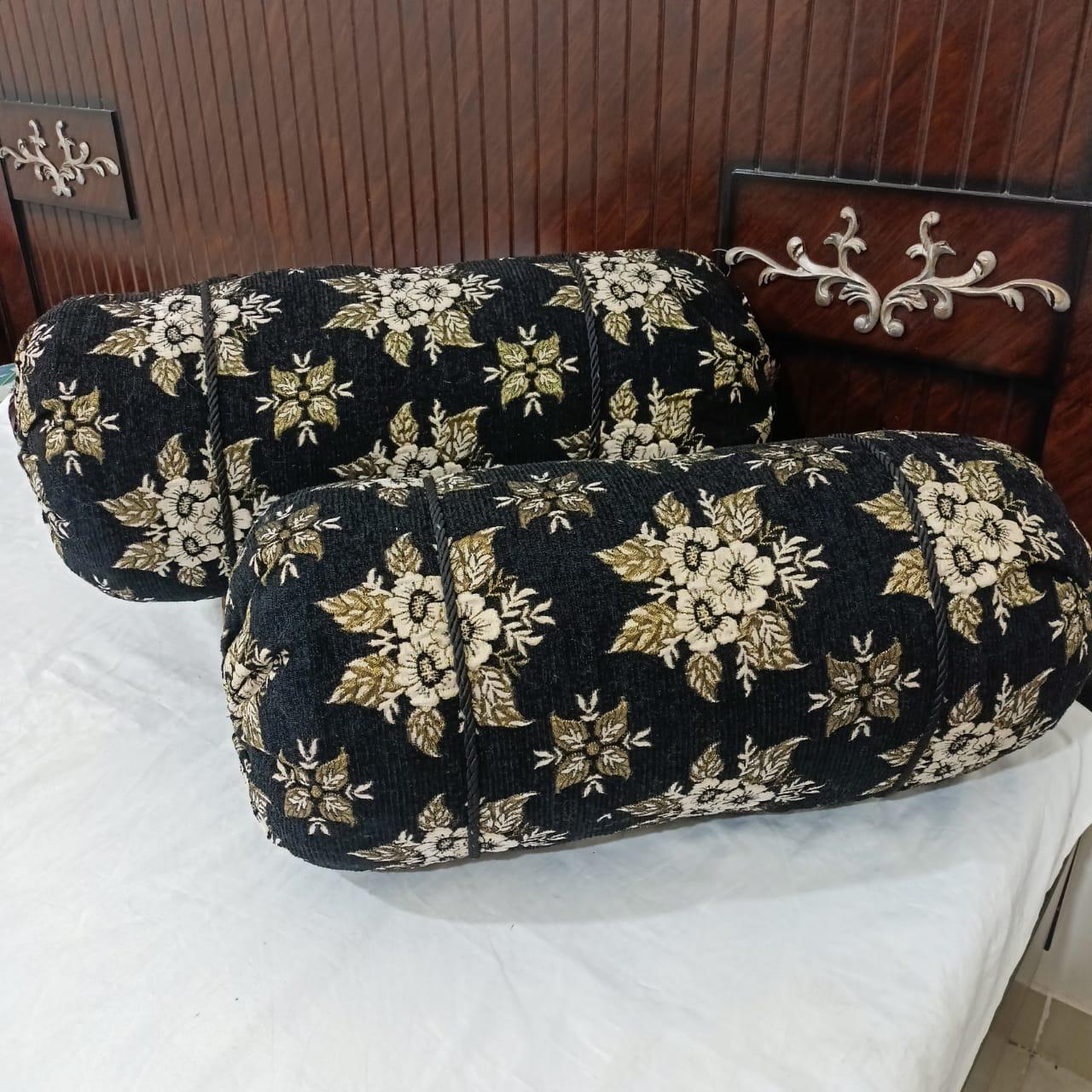Luxury 2 Piece Soft Velvet Jacquard Gol Pillow Cover Set 36 x 17 Easy Washable Floral Design
