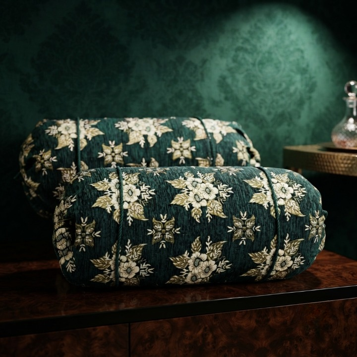 Luxury 2 Piece Soft Velvet Jacquard Gol Pillow Cover Set 36 x 17 Easy Washable Floral Design thumbnail 3