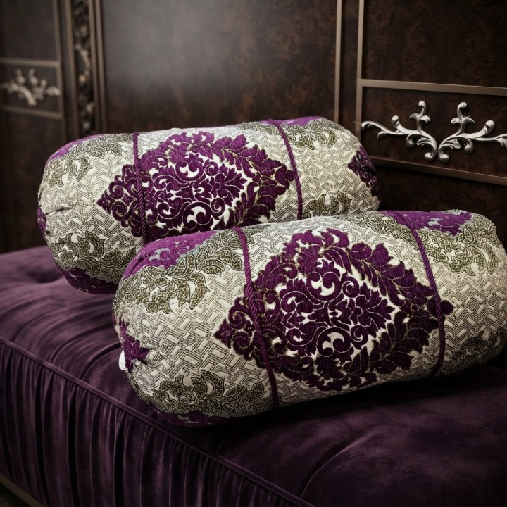Luxury 2 Piece Soft Velvet Jacquard Gol Pillow Cover Set 36 x 17 Easy Washable Floral Design