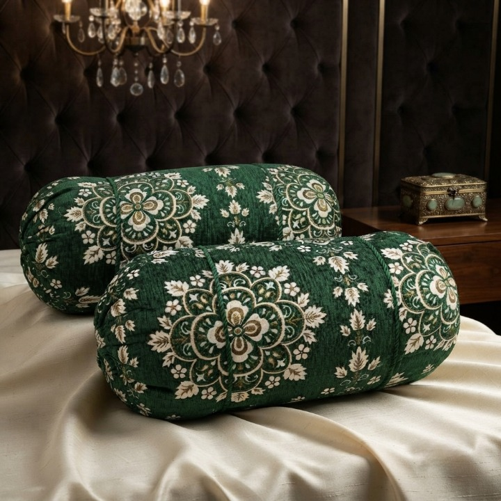 Luxury 2 Piece Soft Velvet Jacquard Gol Pillow Cover Set 36 x 17 Easy Washable Floral Design view 3