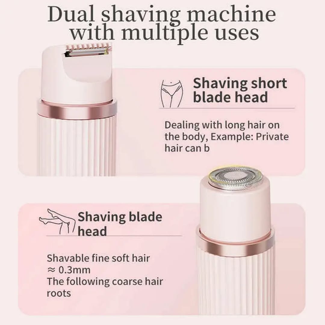 2 in 1 Women Electric Shaver Dual Head Bikini Trimmer for Women IPX7 Waterproof Wet & Dry Use Body Hair Trimmer and Facial Hair Remover for Bikini Underarm Leg Arm Body Face (Random Color) thumbnail 5
