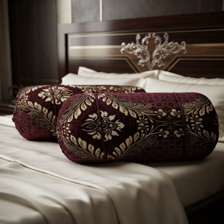 Luxury 2 Piece Soft Velvet Jacquard Gol Pillow Cover Set 36 x 17 Easy Washable Floral Design view 2