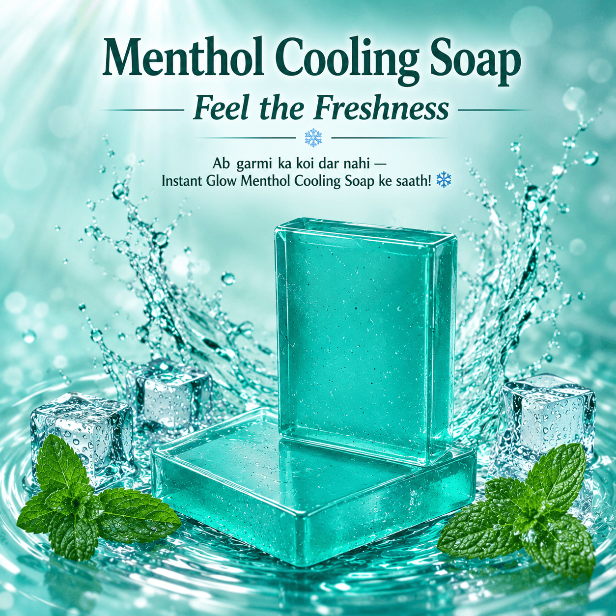 Menthol Cooling Soap Bar | Instant Cooling & Refreshing Bath Soap | Deep Cleansing, Long-Lasting Freshness & Odor Protection | Summer Cooling Soap