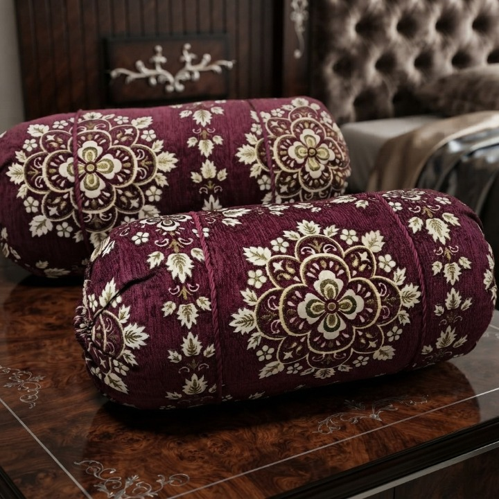 Luxury 2 Piece Soft Velvet Jacquard Gol Pillow Cover Set 36 x 17 Easy Washable Floral Design
