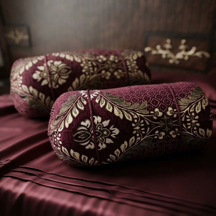 Luxury 2 Piece Soft Velvet Jacquard Gol Pillow Cover Set 36 x 17 Easy Washable Floral Design