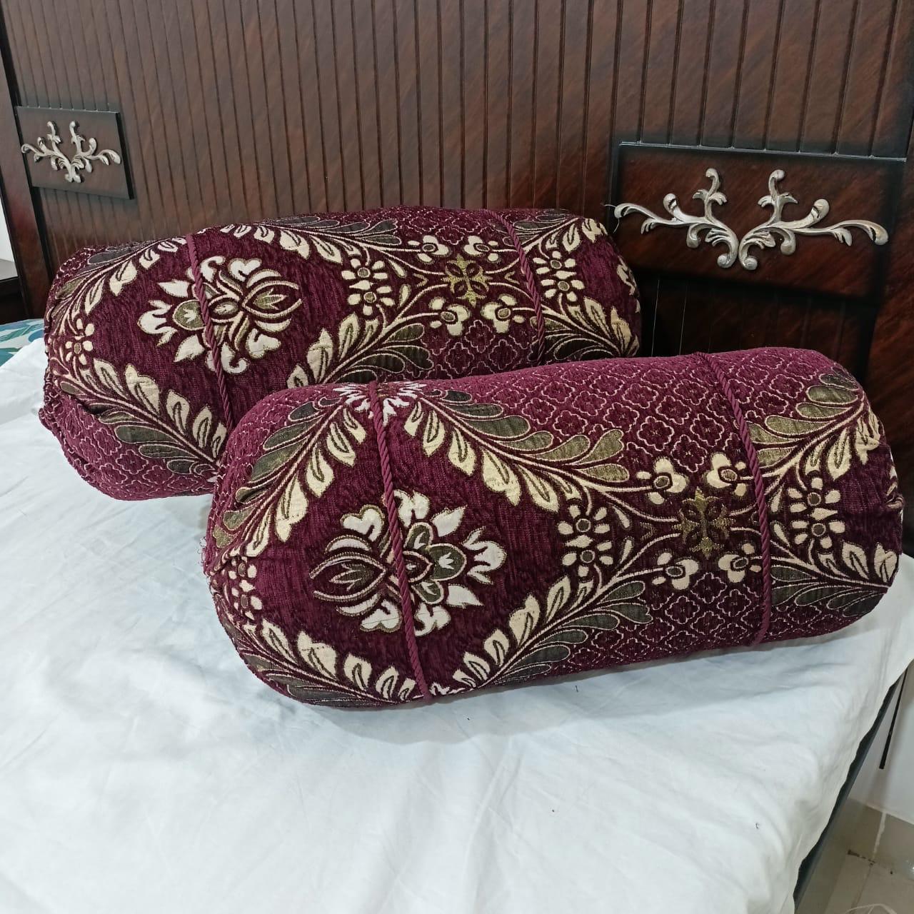 Luxury 2 Piece Soft Velvet Jacquard Gol Pillow Cover Set 36 x 17 Easy Washable Floral Design view 3