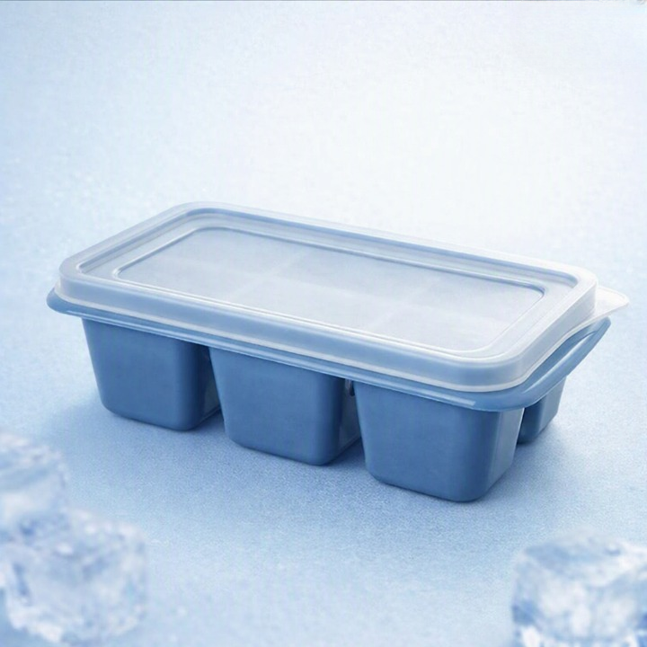 Silicone Ice Cube Tray with Lid – Reusable Food Grade Freezer Mold for Ice Cubes, Baby Food & Chocolate | Random Color thumbnail 2