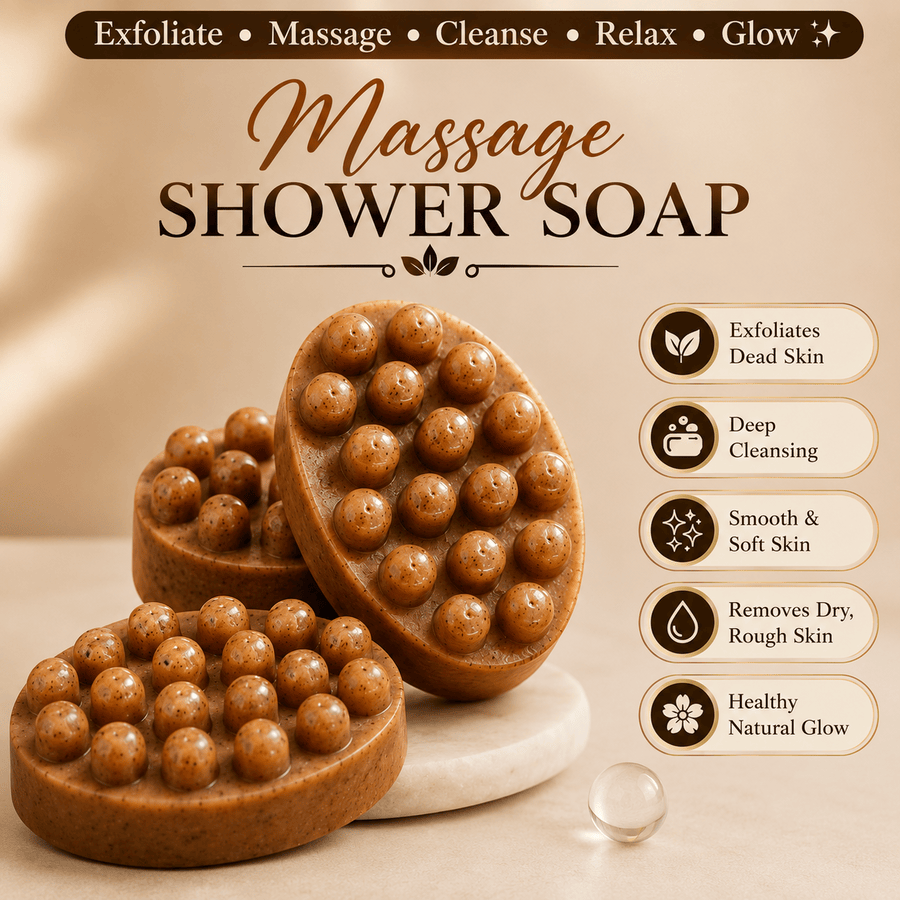 Instant Glow Exfoliating Massage Shower Soap – Deep Cleansing Body Soap with Textured Massage Surface for Smooth, Soft &...